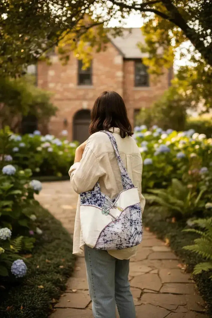 Tie-Dye Tote Bag with Butterflies and Embroidery - Me Chavi - Where Style Blossoms