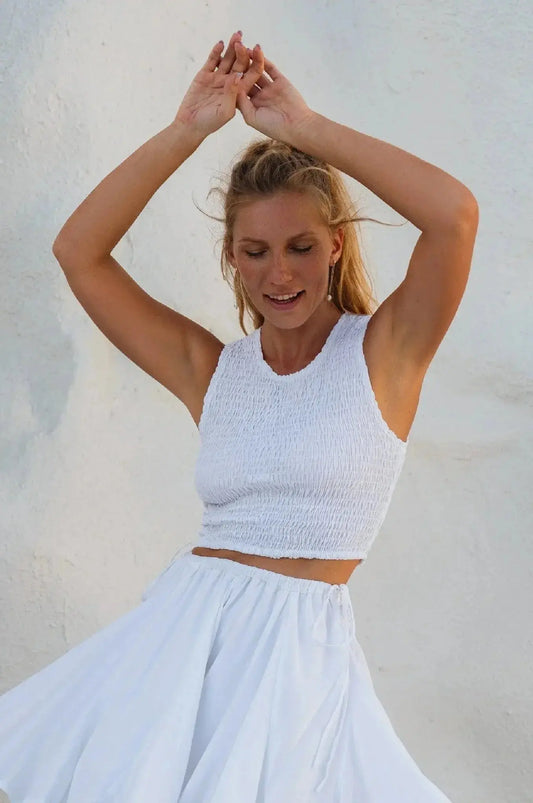 Island Days Smocked Cropped Top (Sale) - Me Chavi - Where Style Blossoms
