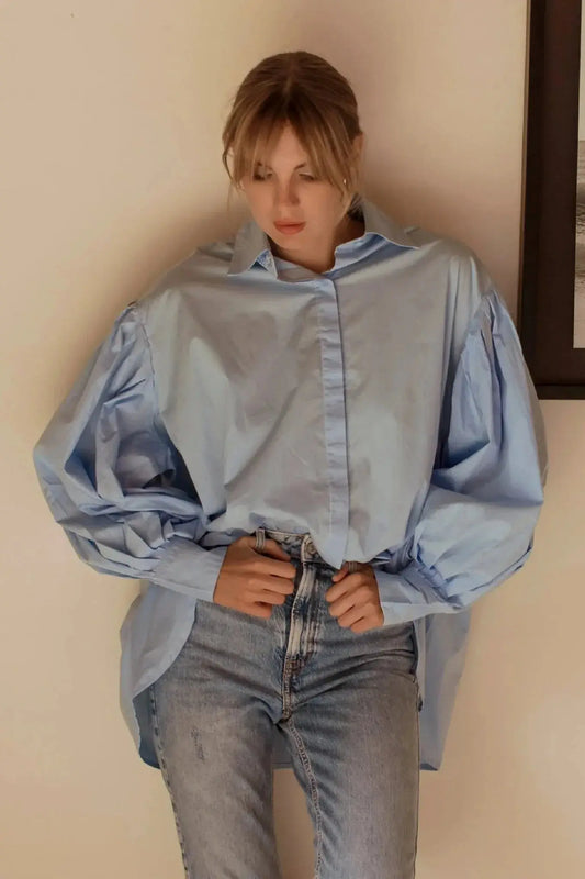 Merci Balloon Sleeve Oversized Shirt - Me Chavi - Where Style Blossoms