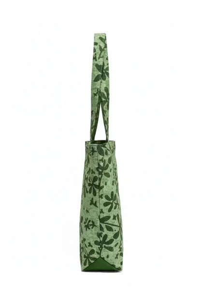 Handmade Batik Tote Bag - Green Botanical Print - Me Chavi - Where Style Blossoms