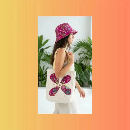 Tropical Paradise Bucket Hat & Tote Bag Set - Handmade Floral Design - Me Chavi - Where Style Blossoms