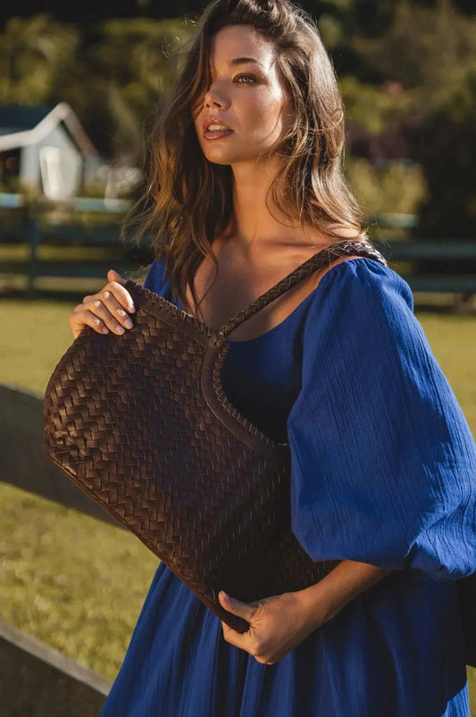Bellagio Woven Leather Tote Bag - Me Chavi - Where Style Blossoms