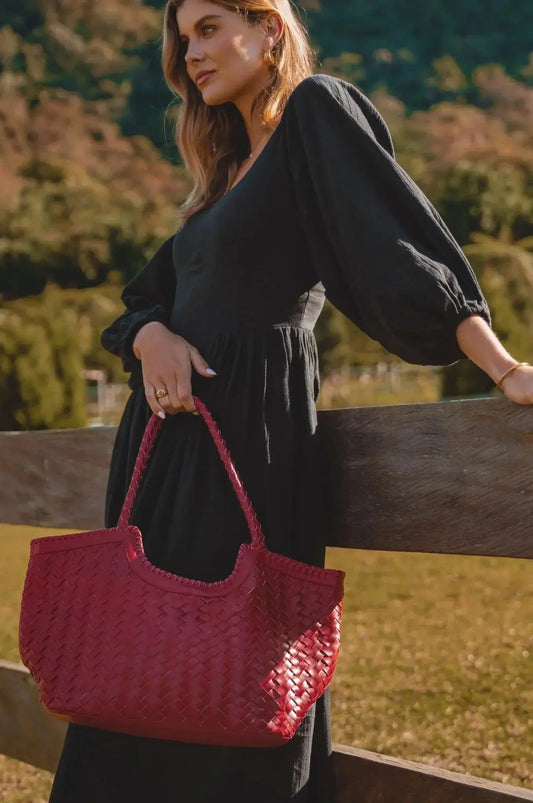 Bellagio Woven Leather Tote Bag - Me Chavi - Where Style Blossoms
