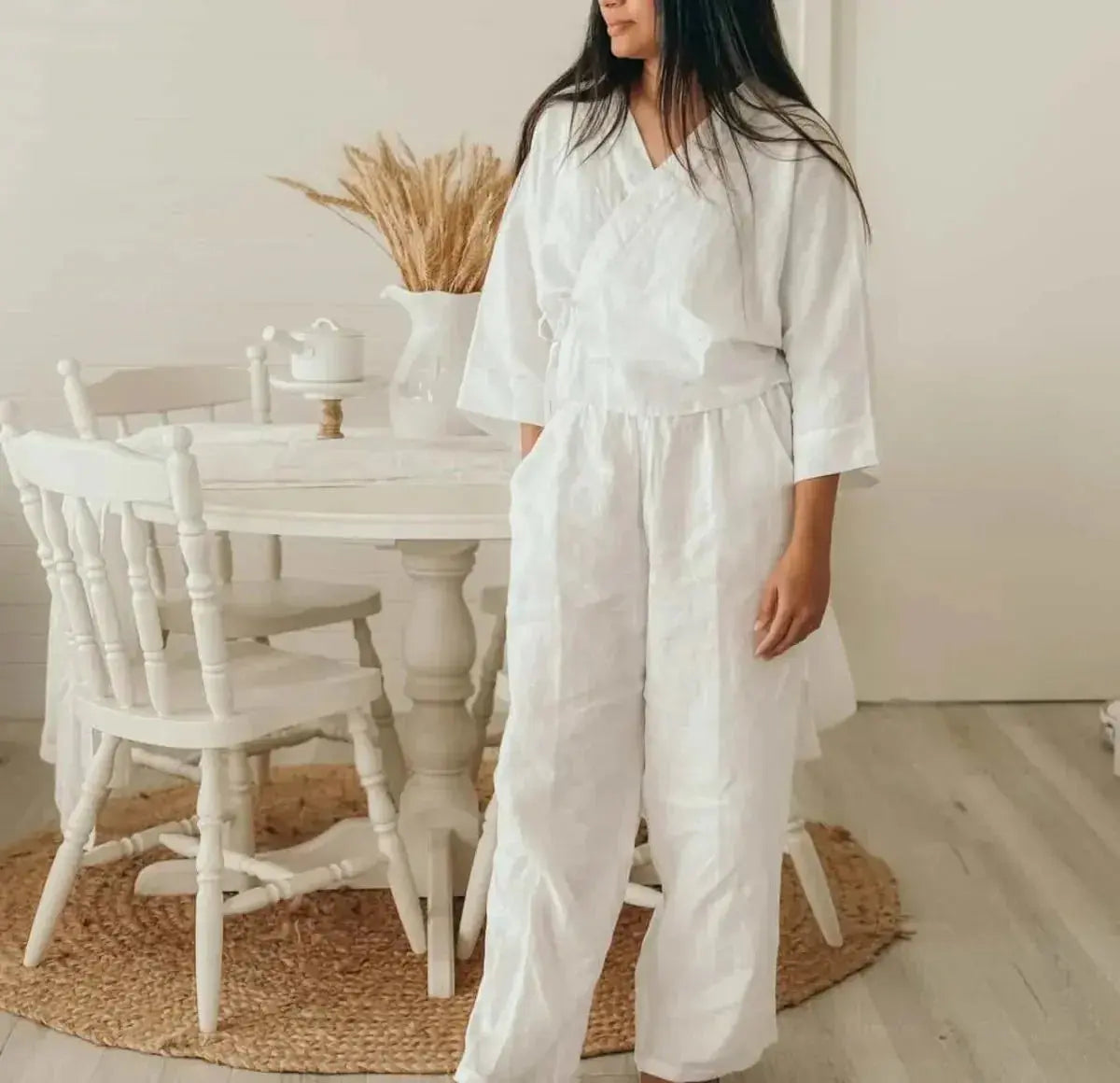 Linen Wrap Shirt in White - Me Chavi - Where Style Blossoms