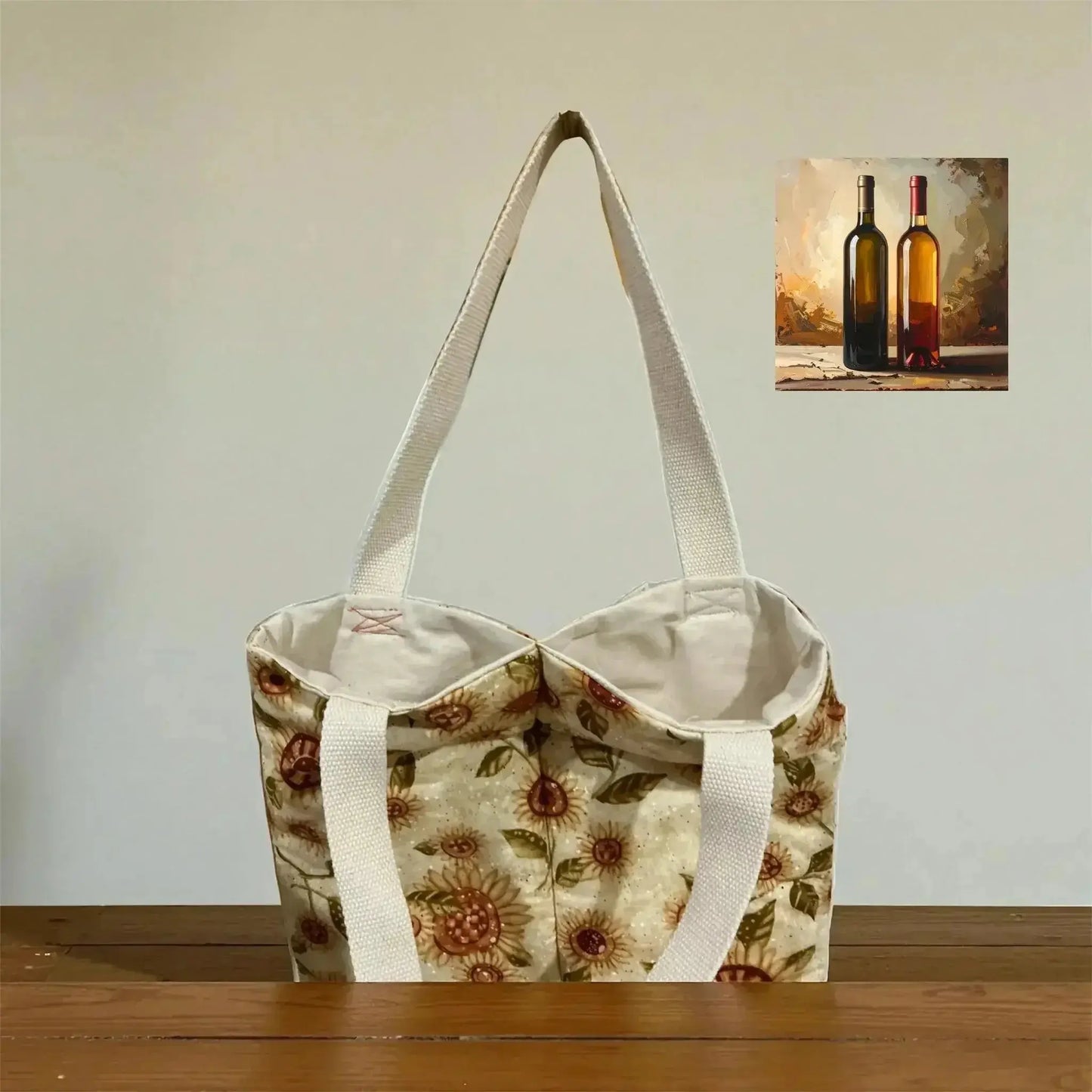 2 Compartment Wine Bottle Carrier - Insulated with Webbing Straps - Me Chavi - Where Style Blossoms
