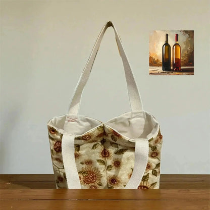 2 Compartment Wine Bottle Carrier - Insulated with Webbing Straps - Me Chavi - Where Style Blossoms