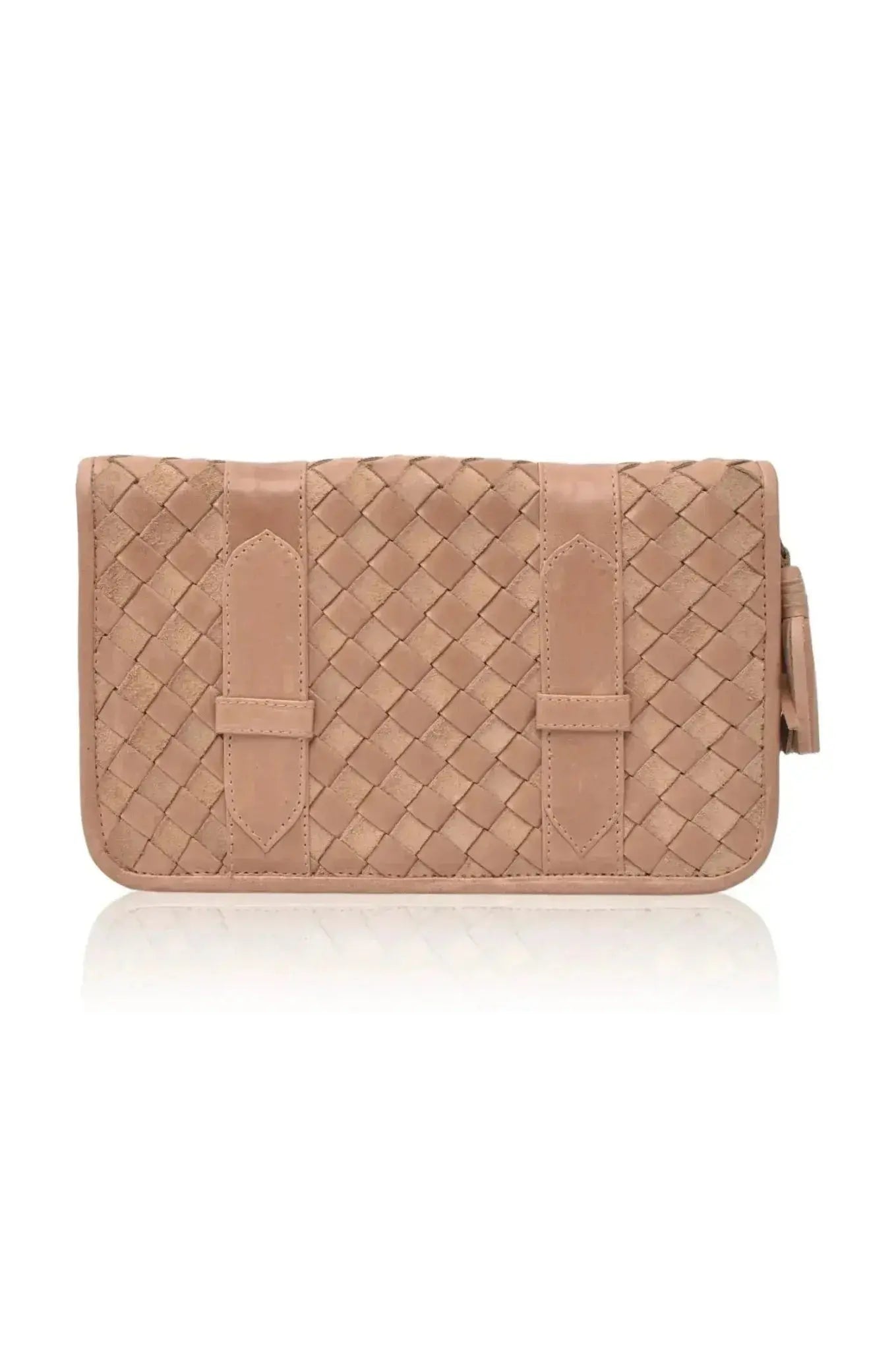 Versatile Leather Weave Clutch with Adjustable Crossbody Strap - Me Chavi - Where Style Blossoms