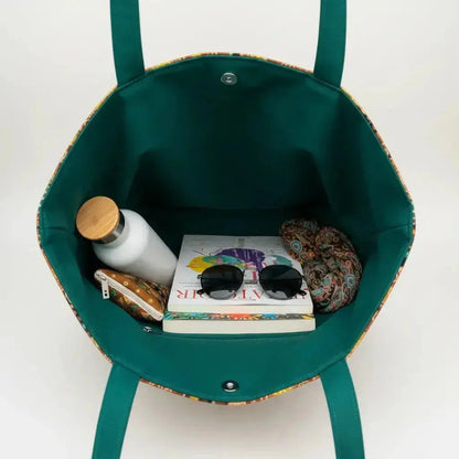Earthy Bohemian Striped Tote Bag - Green & Gold - Me Chavi - Where Style Blossoms