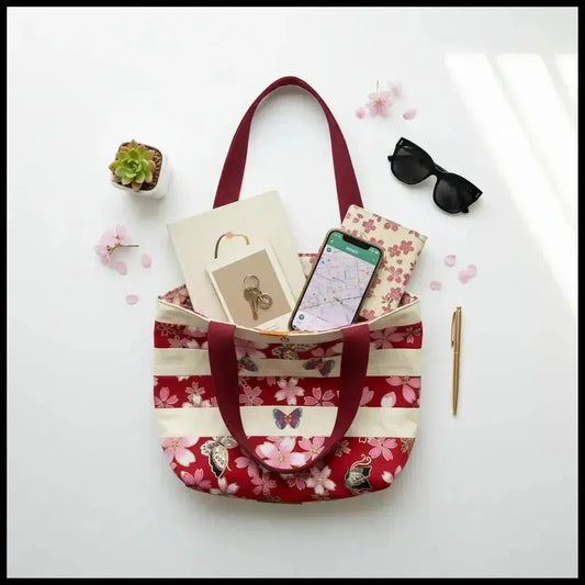 Red Tote Bag with Butterfly Embellishments - Me Chavi - Where Style Blossoms