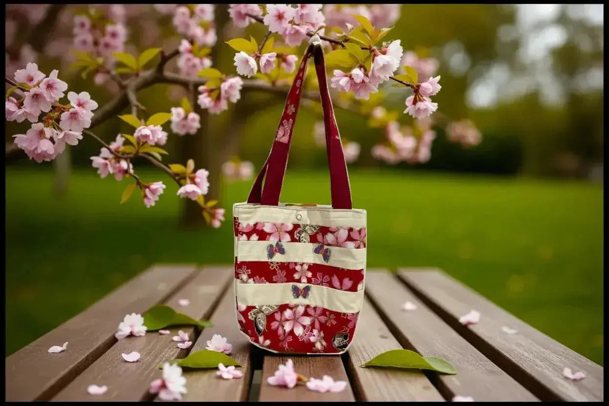 Red Tote Bag with Butterfly Embellishments - Me Chavi - Where Style Blossoms