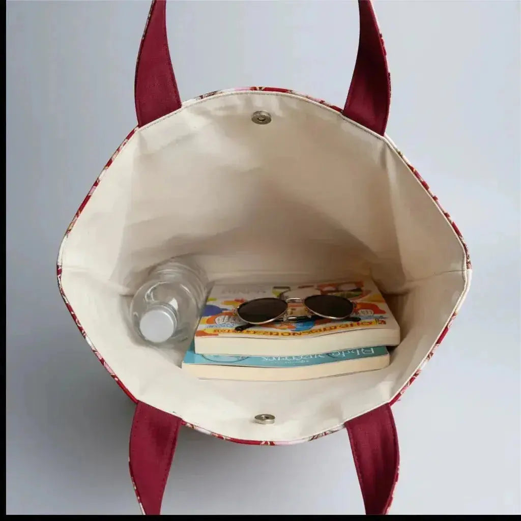 Red Tote Bag with Butterfly Embellishments - Me Chavi - Where Style Blossoms