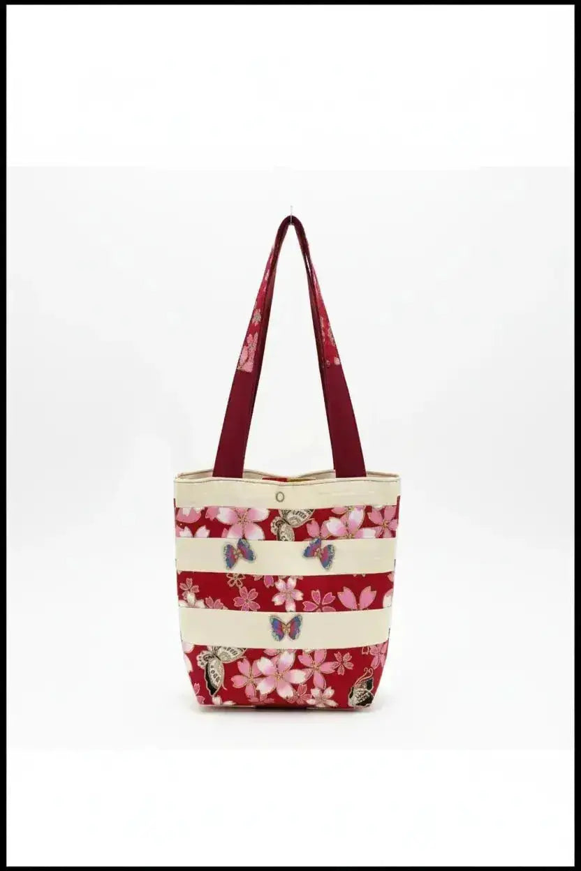 Red Tote Bag with Butterfly Embellishments - Me Chavi - Where Style Blossoms
