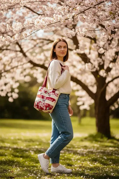 Red Tote Bag with Butterfly Embellishments - Me Chavi - Where Style Blossoms