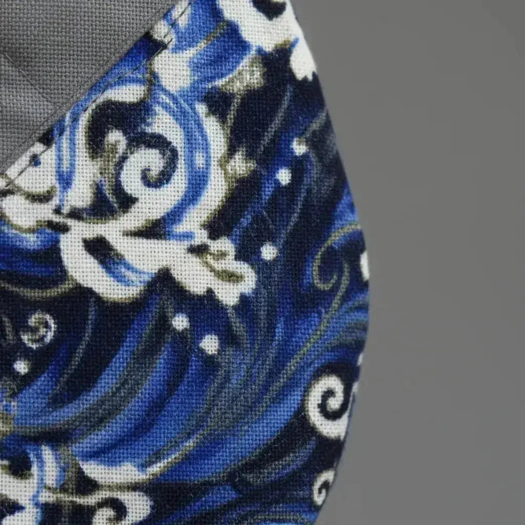 Whimsical Owl Tote Bag - Grey with Blue Wave Pattern - Me Chavi - Where Style Blossoms