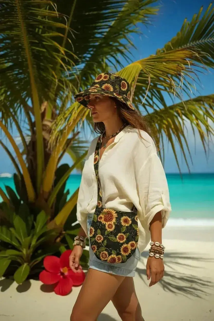 Tropical Floral Bag & Bucket Hat Set - Handmade Paradise Collection - Me Chavi - Where Style Blossoms
