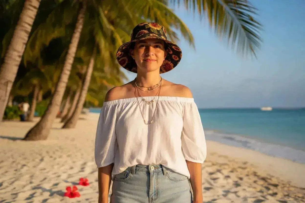Tropical Floral Bag & Bucket Hat Set - Handmade Paradise Collection - Me Chavi - Where Style Blossoms