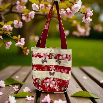 Red Tote Bag with Butterfly Embellishments - Me Chavi - Where Style Blossoms