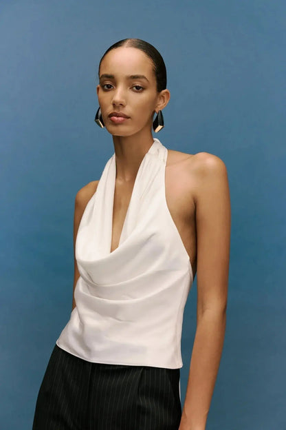 Indra Cowl Top Ivory - Me Chavi - Where Style Blossoms