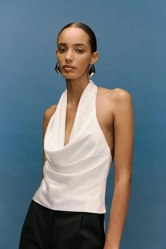 Indra Cowl Top Ivory - Me Chavi - Where Style Blossoms