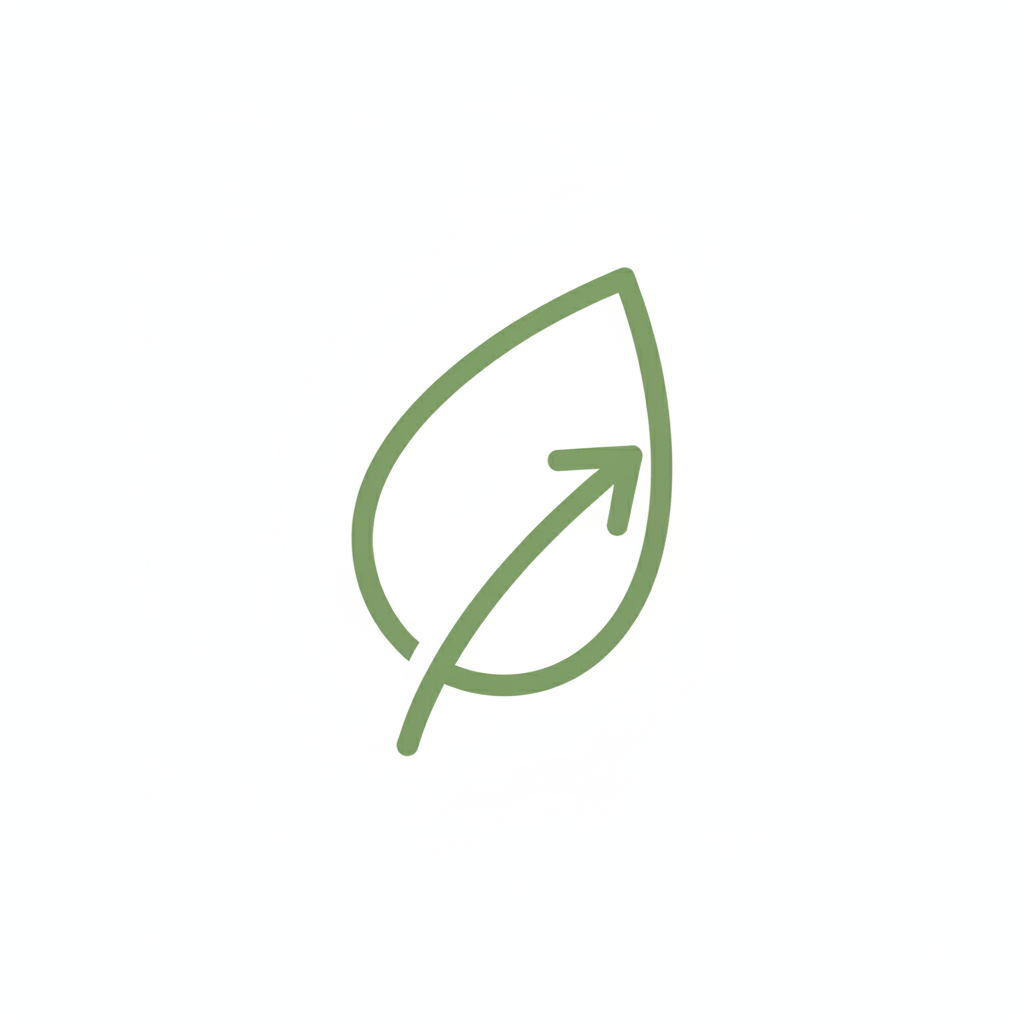 Sustainability icon - leaf with upward arrow representing growth and eco-friendly practices