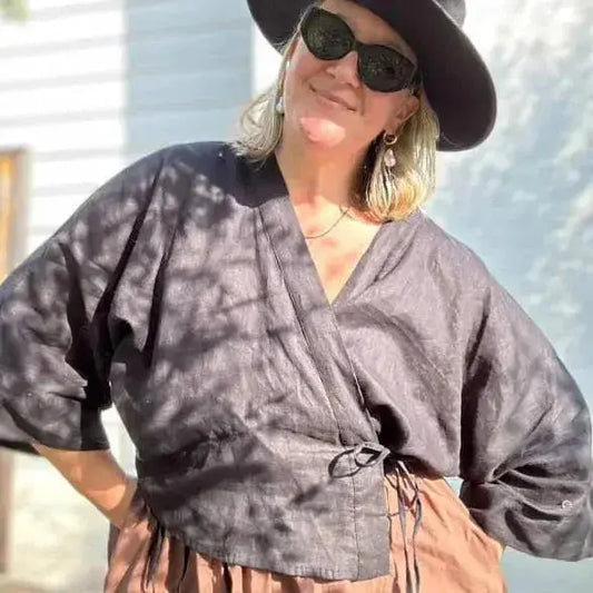 Wrap Shirt in Black Linen | Everyday Essentials - Me Chavi - Where Style Blossoms
