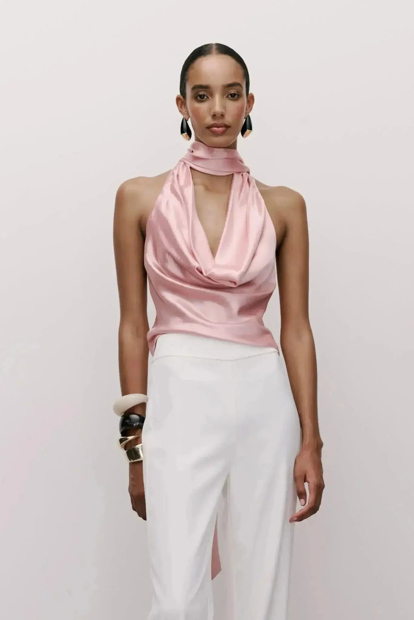 Indra Cowl Top Pink - Me Chavi - Where Style Blossoms