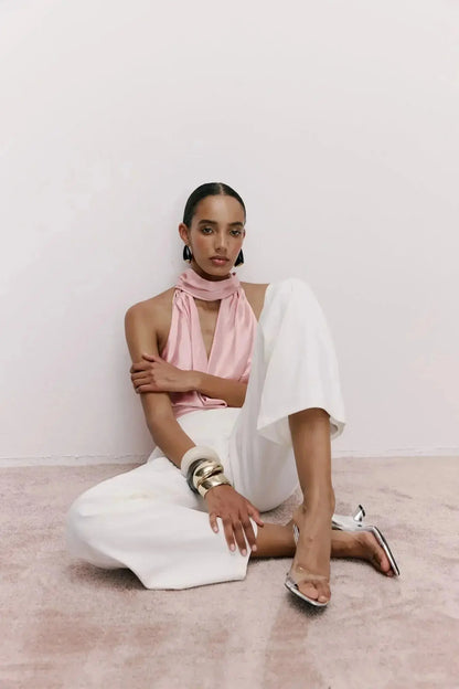Indra Cowl Top Pink - Me Chavi - Where Style Blossoms